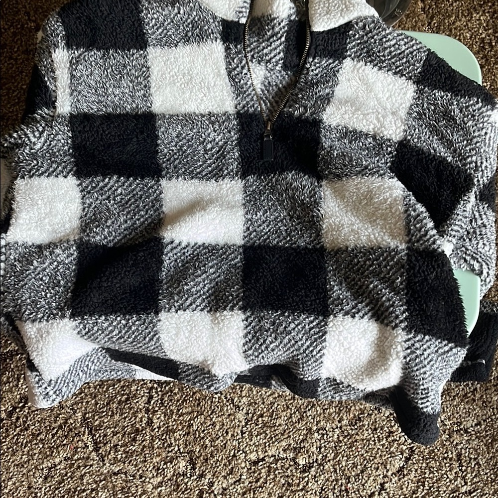Cozy Black and White Checkered Sweater